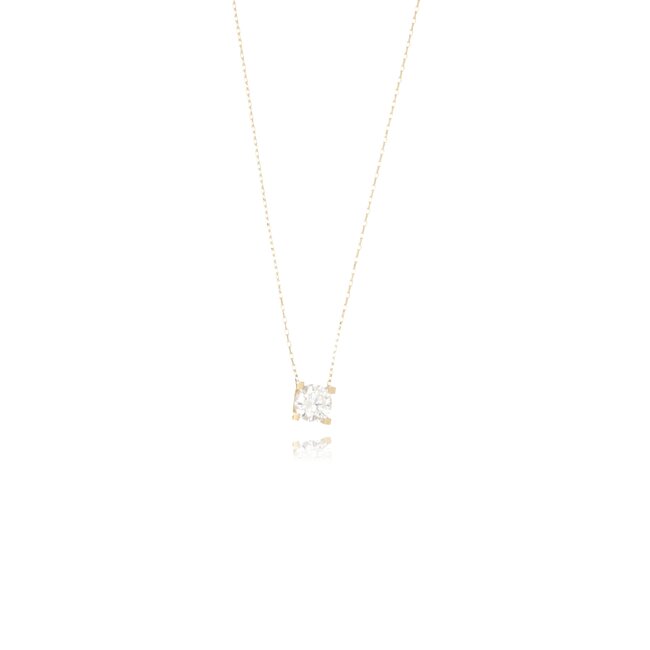 14 karaat gouden collier met solitair zirkonia steen