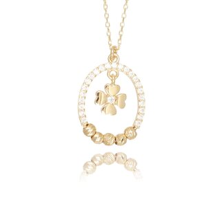 Gouden collier met klaver hanger