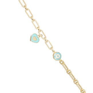 Gouden armband met hartje en oogje