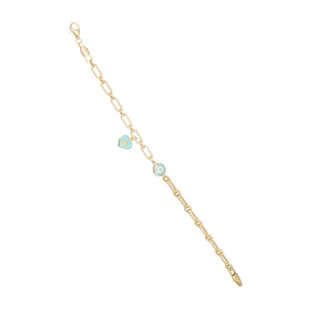 14 karaat gouden armband met een blauw hartje