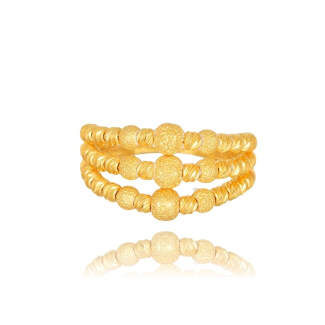 14k gouden ring met verschillende bolletjes