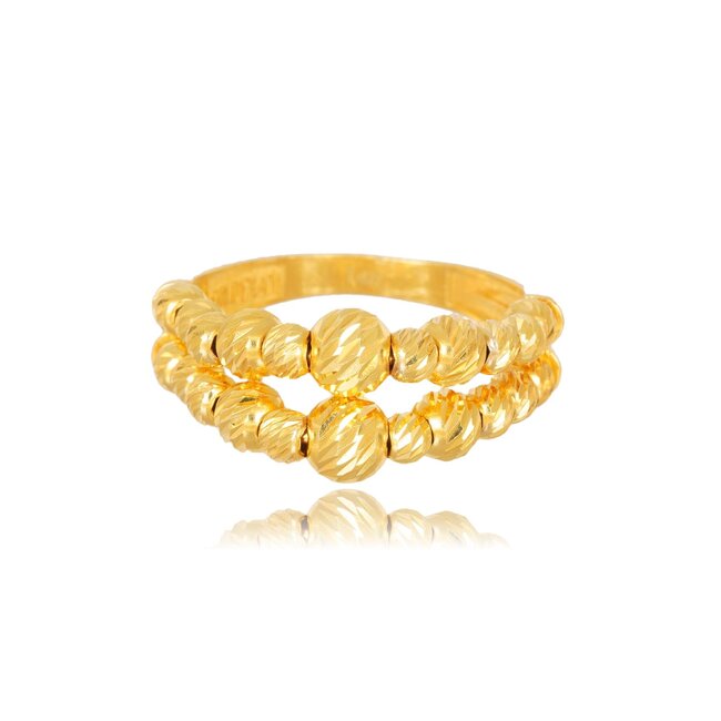 14 karaat gouden ring met meerdere bolletjes