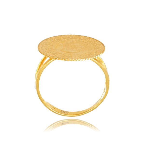 14 karaat gouden ring met een 22 karaat munt