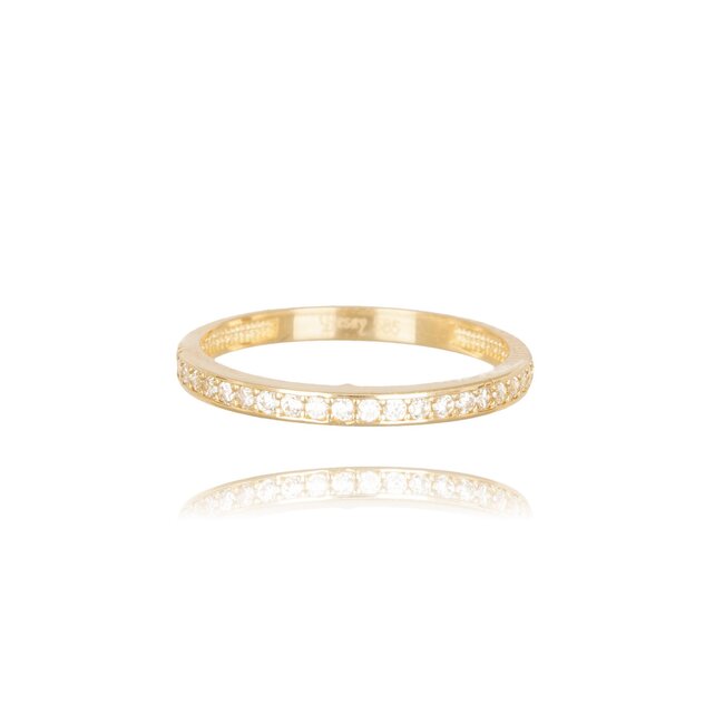 14 karaat gouden ring met een rij zirkonia