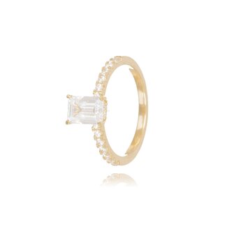 Gouden ring rechthoekige zirkonia