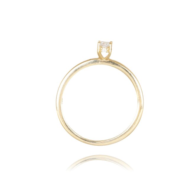Elegante 14 karaat gouden ring met ovale zirkonia steen
