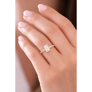 Gouden ring rechthoekige zirkonia