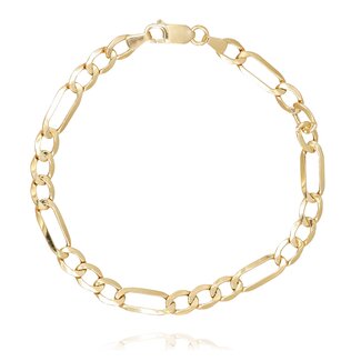 Goldmine Gouden Figaro Armband met Grove en Langwerpige Schakels