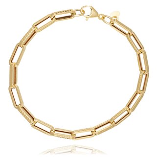 Goldmine Gouden Paperclip Armband met Rechthoekige Schakels