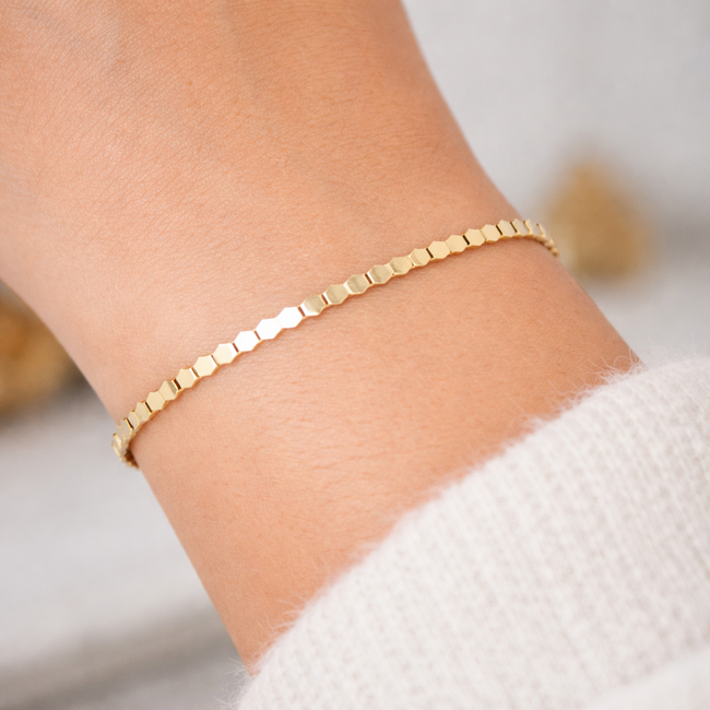 Goldmine 18 Karaat Gouden Armband met Zeshoekige Schakels