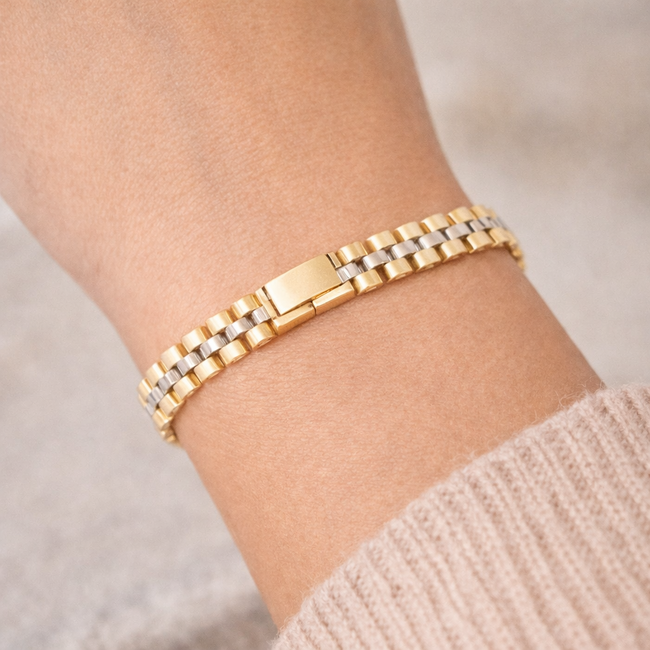 Goldmine 18 Karaat Tweekleurige Gouden Armband