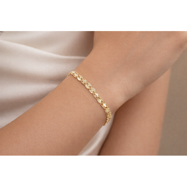 Goldmine 18 Karaat Gouden Armband met Platte Ovale Schakels