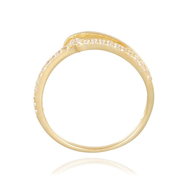 Goldmine 18 karaat gouden dames ring met schuine lijn en zirkonia