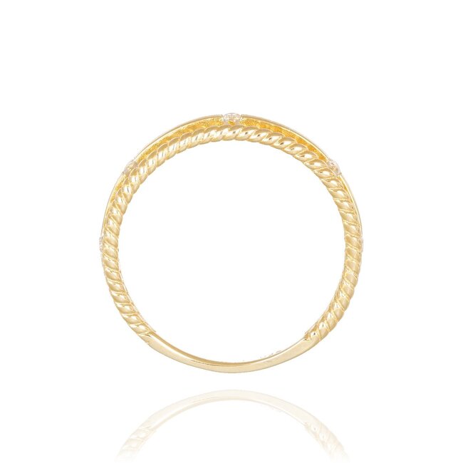 18k gouden ring met gedraaide band en zirkonia