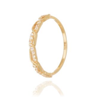 Gouden ring dames zigzag met zirkonia