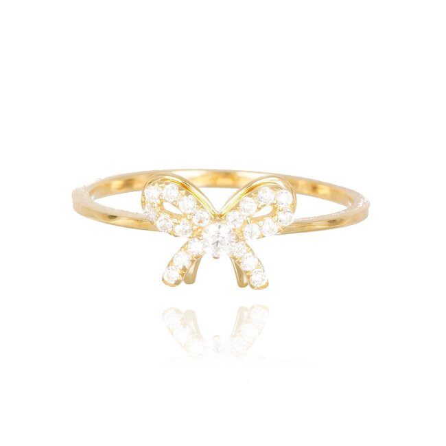 18 karaat gouden dames ring met vlinder en zirkonia