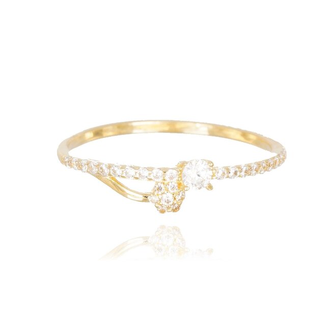 18 karaat gouden ring dames met bloem en zirkonia
