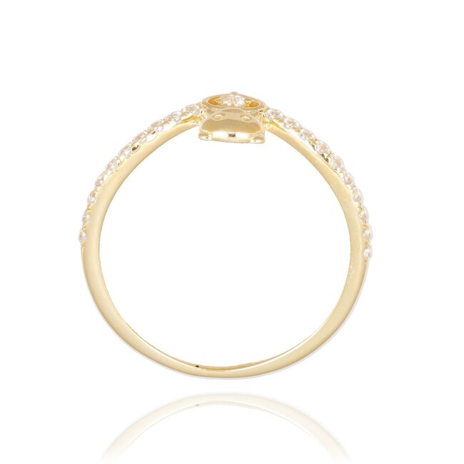18 karaat gouden ring met teddy beer en zirkonia