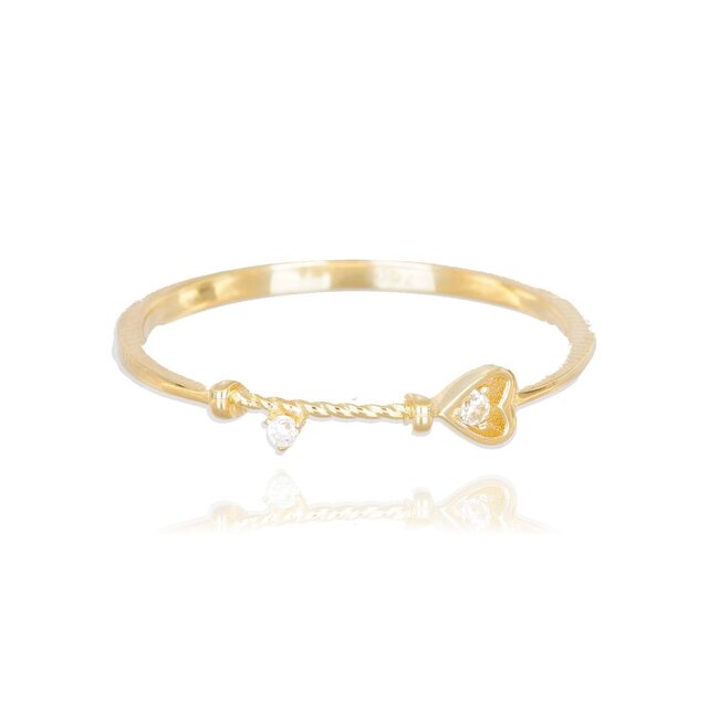 18 karaat gouden ring dames met hart en zirkonia