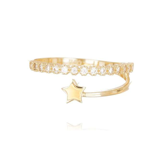 18k gouden ring met ster design en zirkonia