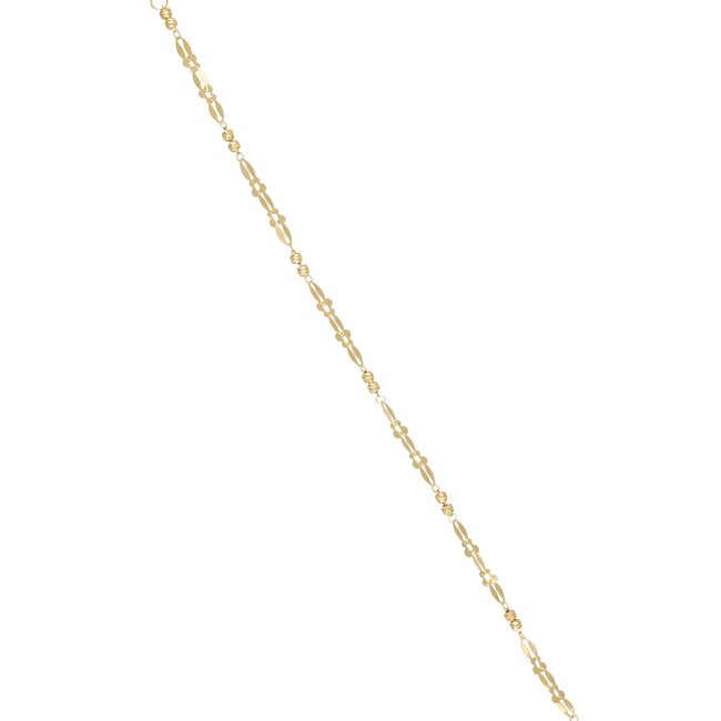 Elegante 18 Karaat Gouden Armband met Bloemvormige Schakels en Facet Bolletjes