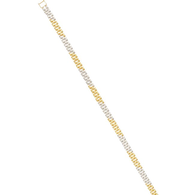 Luxe 18 Karaat Bicolor Gouden Armband met Geometrische Schakels