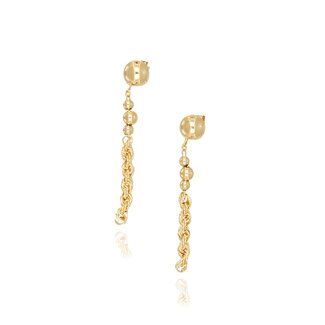 Gouden Oorbellen met Bolletjes en Schakel Hanger