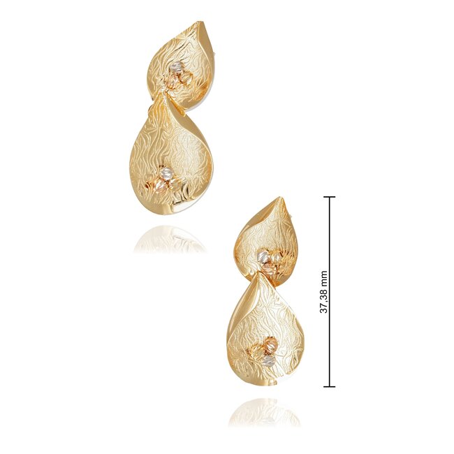 18k Gouden Dames Oorbellen met Blad Design