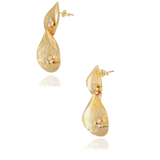 18k Gouden Dames Oorbellen met Blad Design