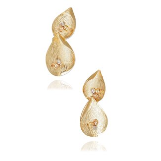 Gouden Oorbellen met Blad Design