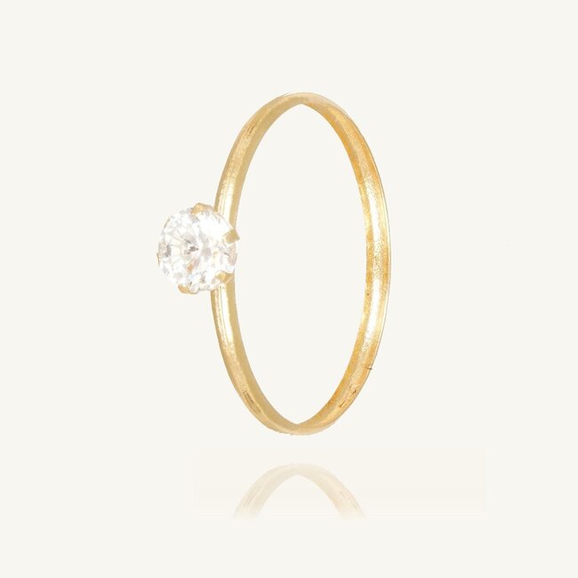 Elegante 18 Karaat Gouden Solitaire Ring met Fonkelende Steen