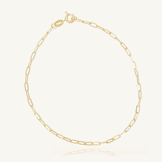 18 Karaat Gouden Paperclip Schakel Armband