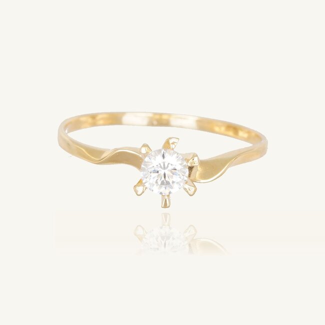 Elegante 18 Karaat Gouden Solitaire Ring met Zirkonia Steen