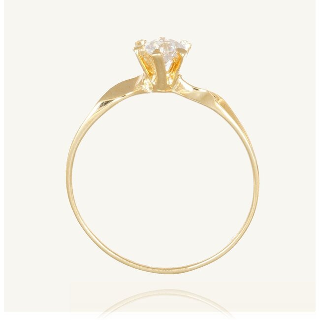 Elegante 18 Karaat Gouden Solitaire Ring met Zirkonia Steen