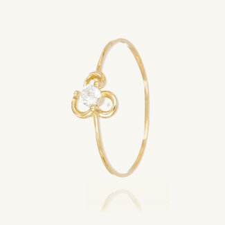 Gouden Klaver Ring met Zirkonia