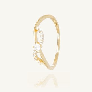 18 Karaat Gouden Ring met Zirkonia Stenen