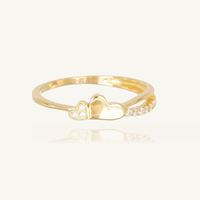18 Karaat Gouden Hart Ring met Zirkonia
