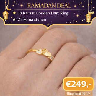 18 Karaat Gouden Hart Ring met Zirkonia
