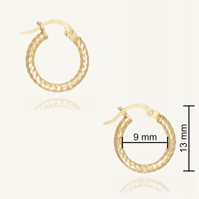 Elegante 18 Karaat Gouden Creolen Oorbellen met Geslepen Design