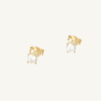 18 Karaat Gouden Zirkonia Stud Oorbellen 4 MM