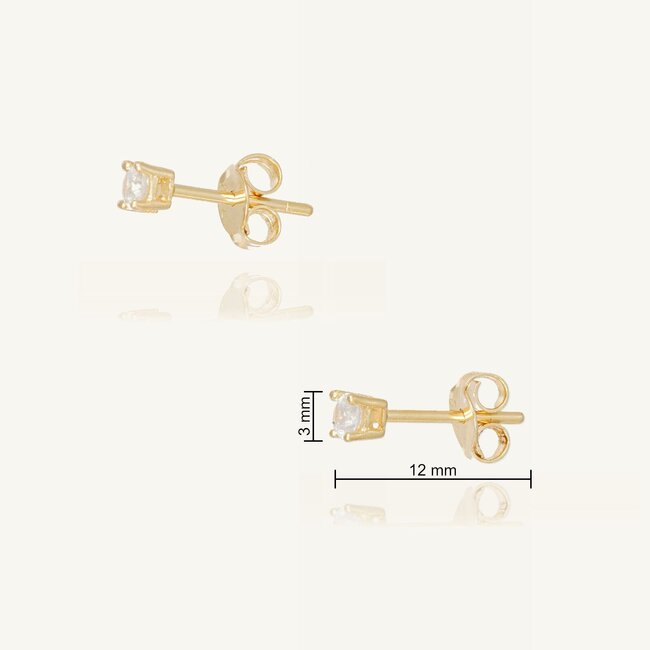 18 Karaat Gouden Zirkonia Stud Oorbellen
