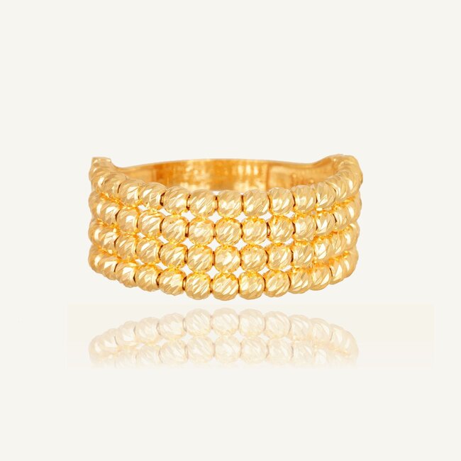 Elegante gouden ring met dorika balletjes