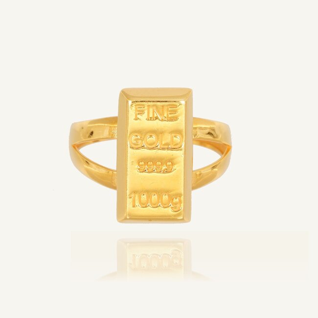 Opvallende gouden ring met goudbaar