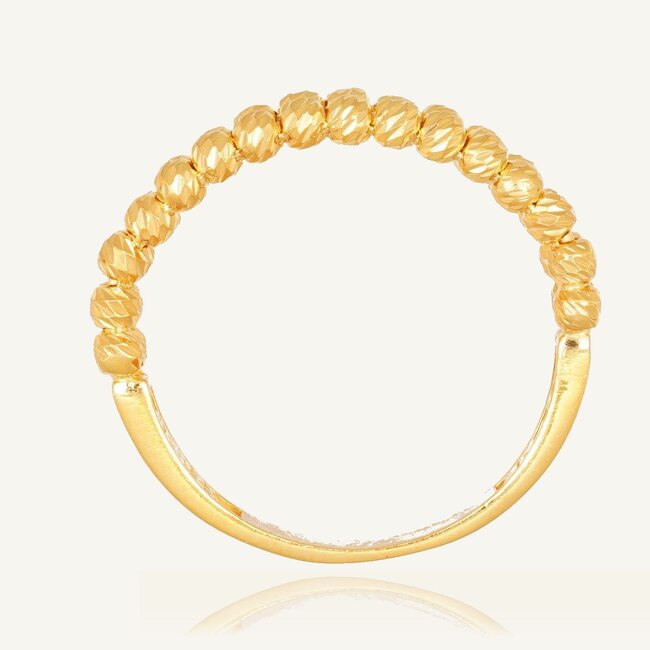 Elegante gouden ring met dubbele rij dorika balletjes