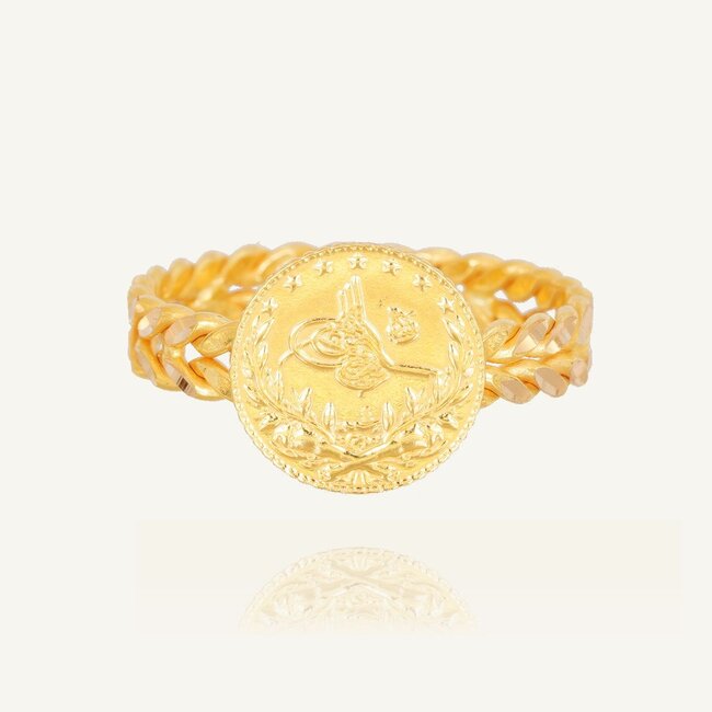 Traditionele Başak ring met Çeyrek Reşat munt