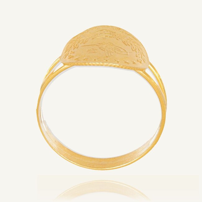 Traditionele ring met Çeyrek Reşat munt