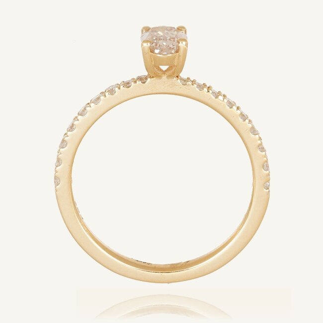 Elegante gouden ring met ovale lab diamant 0.63 karaat