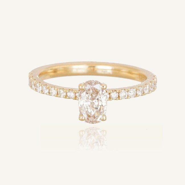 Elegante gouden ring met ovale lab diamant 0.63 karaat