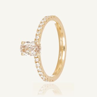 Gouden ring met lab diamant 0.63 ct ovaal