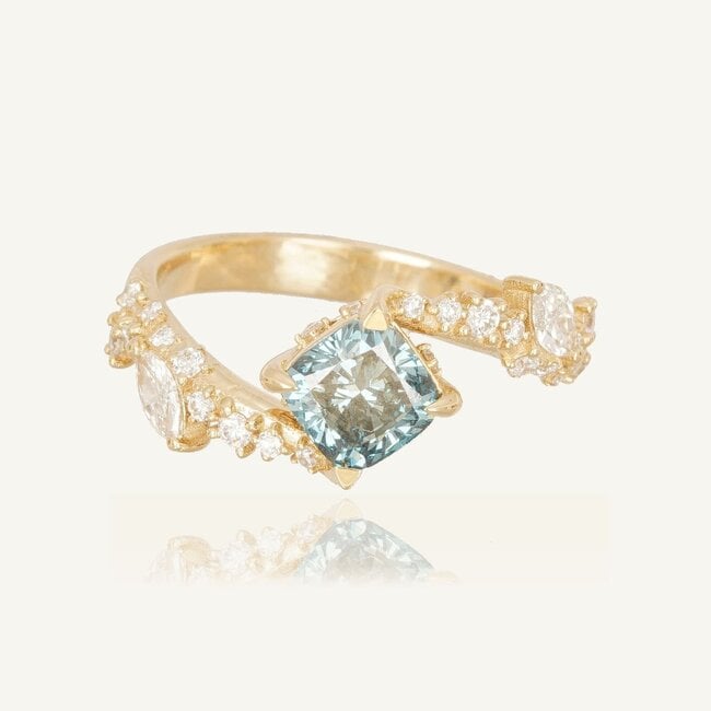Exclusieve diamanten ring met 1.03 karaat blauwe diamant